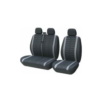 OmHO Fundas universales para asientos delanteros de coche de 2 plazas, de tela, compatibles con la mayoría de coches, furgonetas, SUV y camiones, color gris