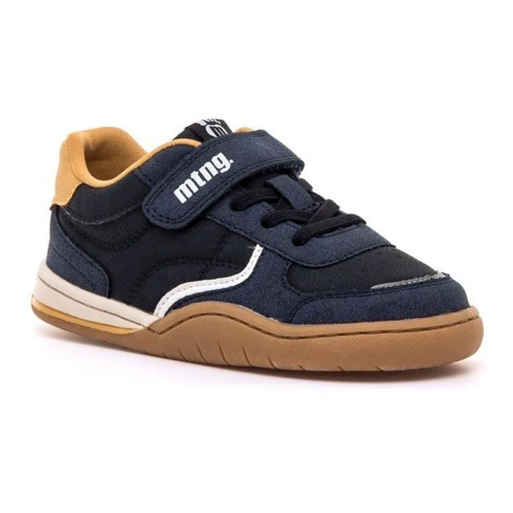 Zapatillas Barefoot Infantiles Mustang Free 49096 marino/camel con Puntera Ancha y Zero Drop