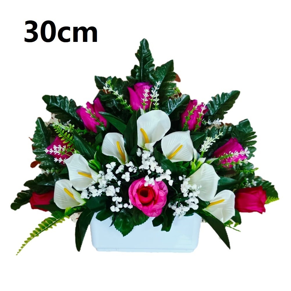 Flores artificiales para cementerio,Centro Flores para santos duraderas de tela con maceta,Gerimport,Envios desde España