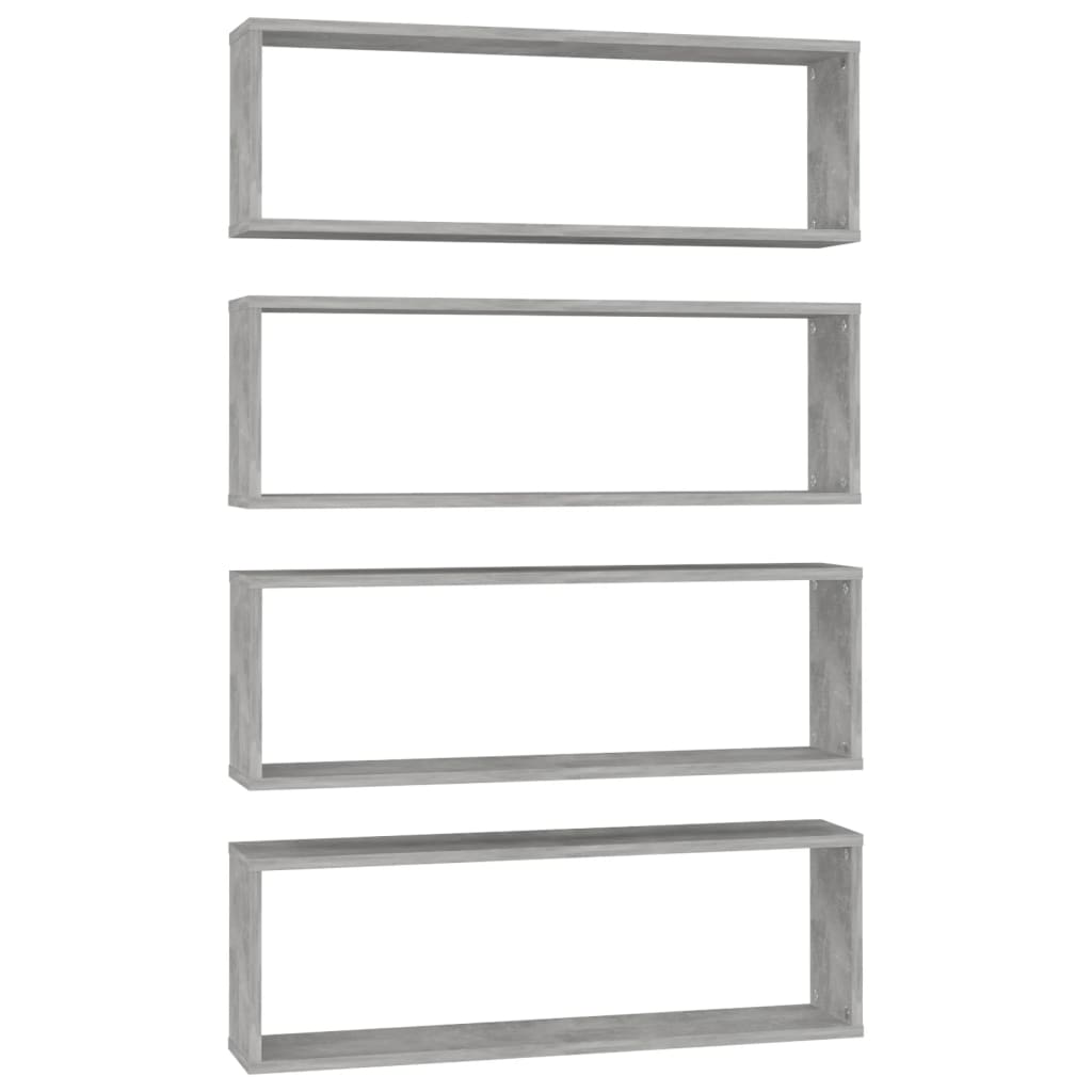 vidaXL Estante de pared 4 uds contrachapado gris hormigón 80x15x26,5cm
