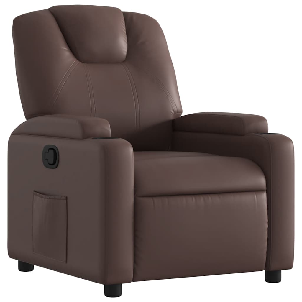 vidaXL Sillón reclinable de cuero sintético marrón Empuje manual