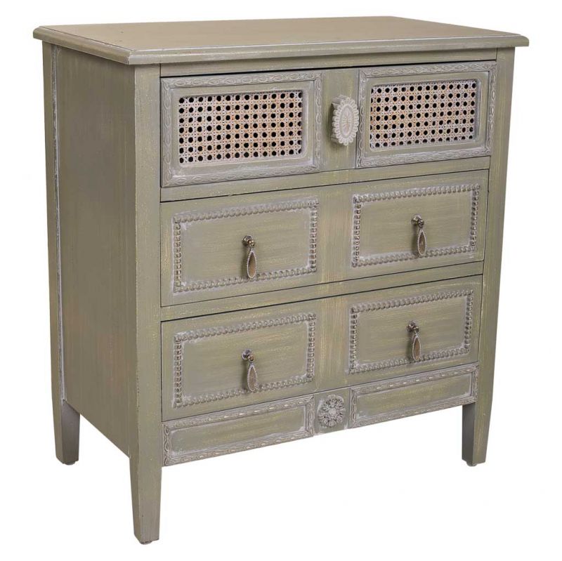 Mesita De Noche De Madera 3 Cajones 36x65x70cm, El mejor complemento para tu hogar
