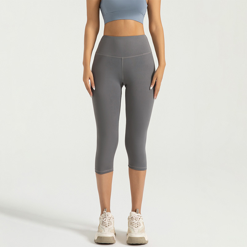 OmHome Pantalones deportivos de tres puntos color melocotón, medias deportivas elásticas de cintura alta para levantamiento de cadera, yoga, melocotón y cadera