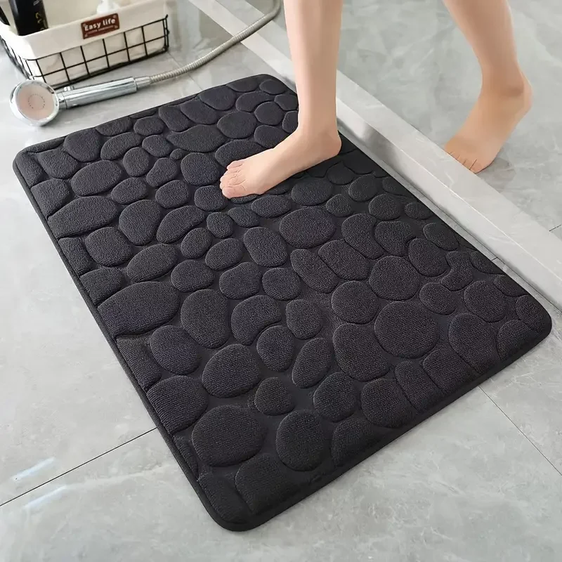 TK Alfombra De Baño Antideslizante 3D Piel De Cobblestone Absorbente Alfombrilla De Puerta Para Piso Máquina Lavable Secado Rápido Moderno Estilo Eco-amigable