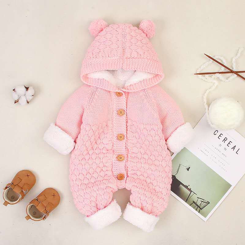 TK Mono de suéter con capucha para bebé niño y niña, conjunto tejido cálido y lindo