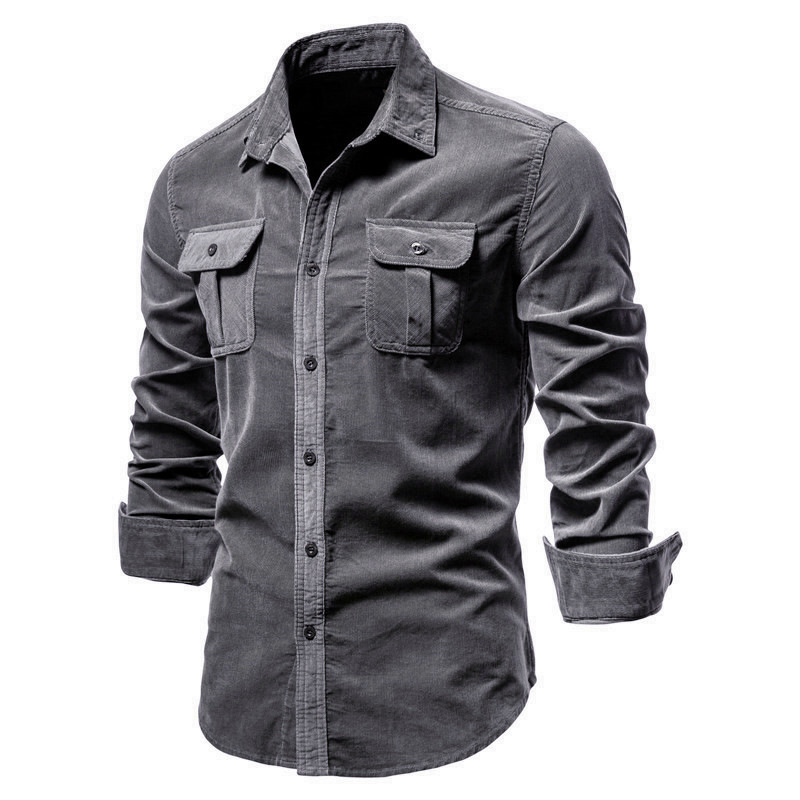 TK Camisa básica de algodón japonés para hombre, estilo otoño, de pana. Camisa de vestir ajustada para hombre. Chaqueta de manga larga para hombre.