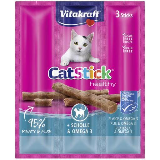 Vitakraft Cat Stick Pescado y Omega 3 (Gatos , Snacks , Palitos) - 18 GR