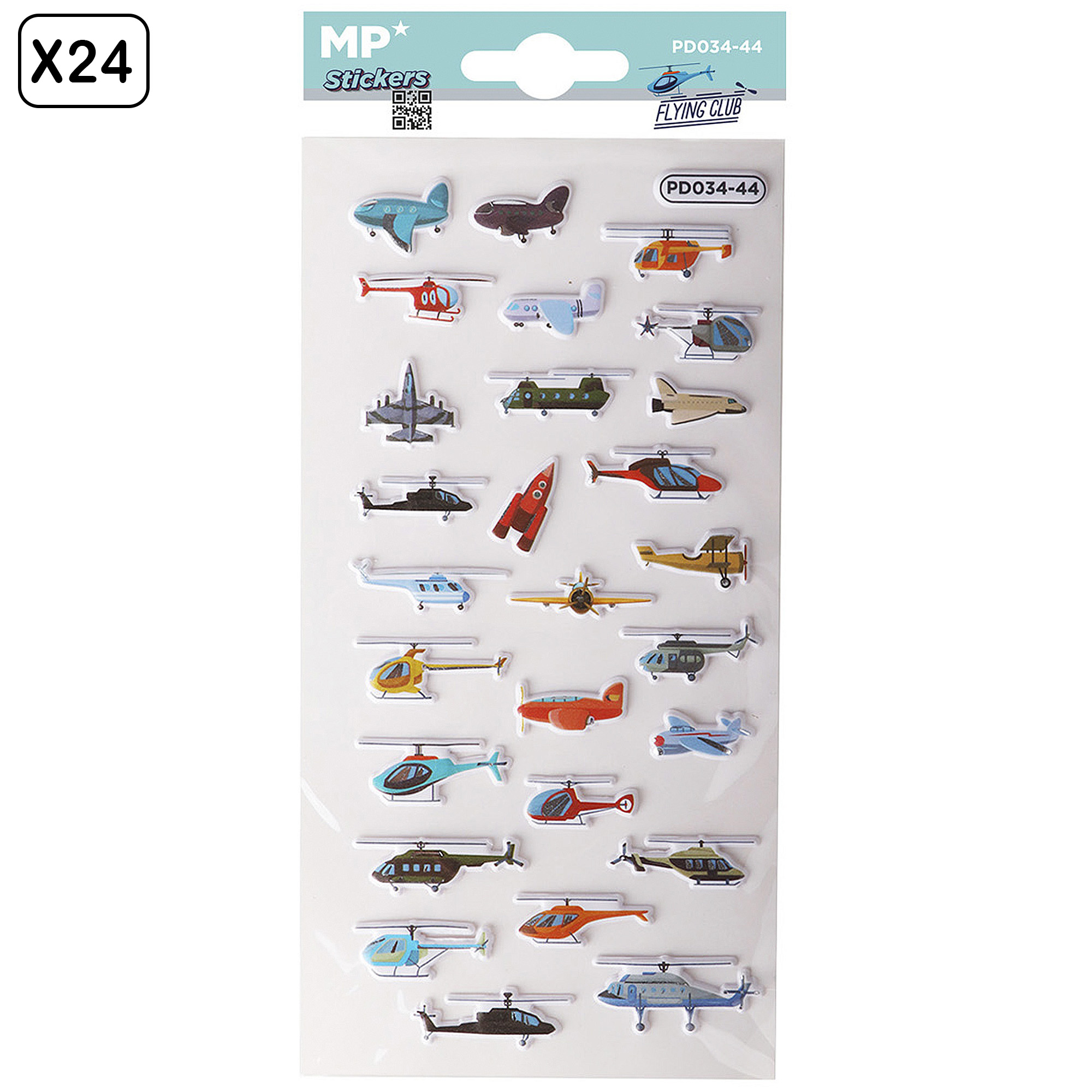 DAM PACK 24 uds PEGATINAS STICKERS RELIEVE DISEÑO CLUB DE VUELO 21x9.5x0.1 Cm. Color: Multicolor