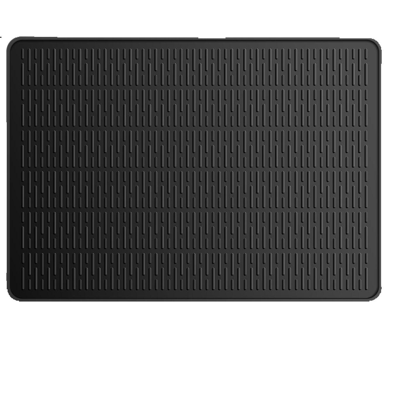Estera de secado de platos de silicona fácil de limpiar de 19,69 x 27,99 pulgadas, esteras de tabla de drenaje de silicona resistentes al calor, estera de escurridor de fregadero, estera de secado negra para encimera de cocina