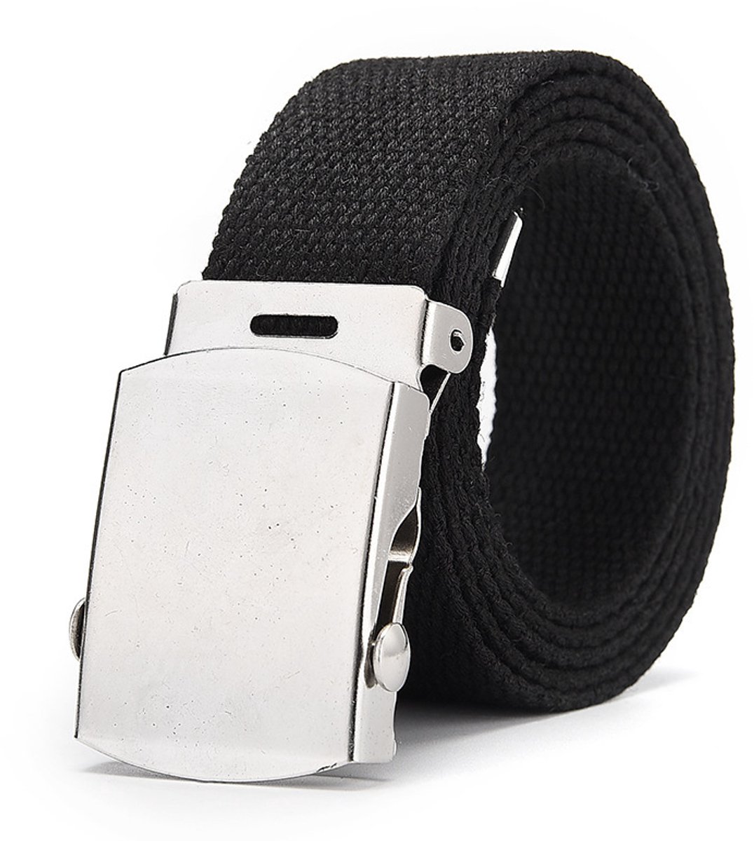 1 stuk canvas riem, herenriem in Koreaanse stijl, vrouwelijke jeugdriem, effen tactische stoffen broekriem,zwart