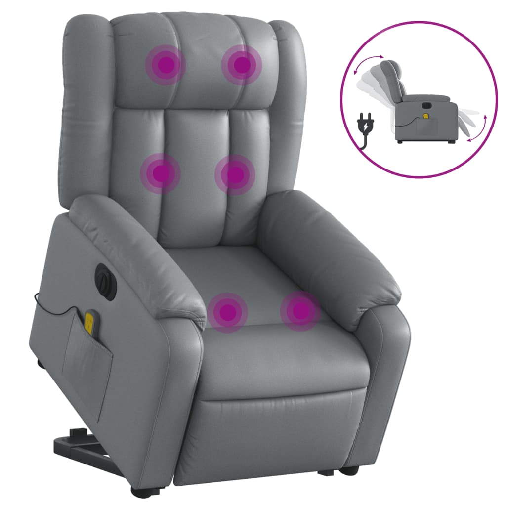 Vidaxl Sillón de Masaje Eléctrico Elevable de Cuero Sintético Negro