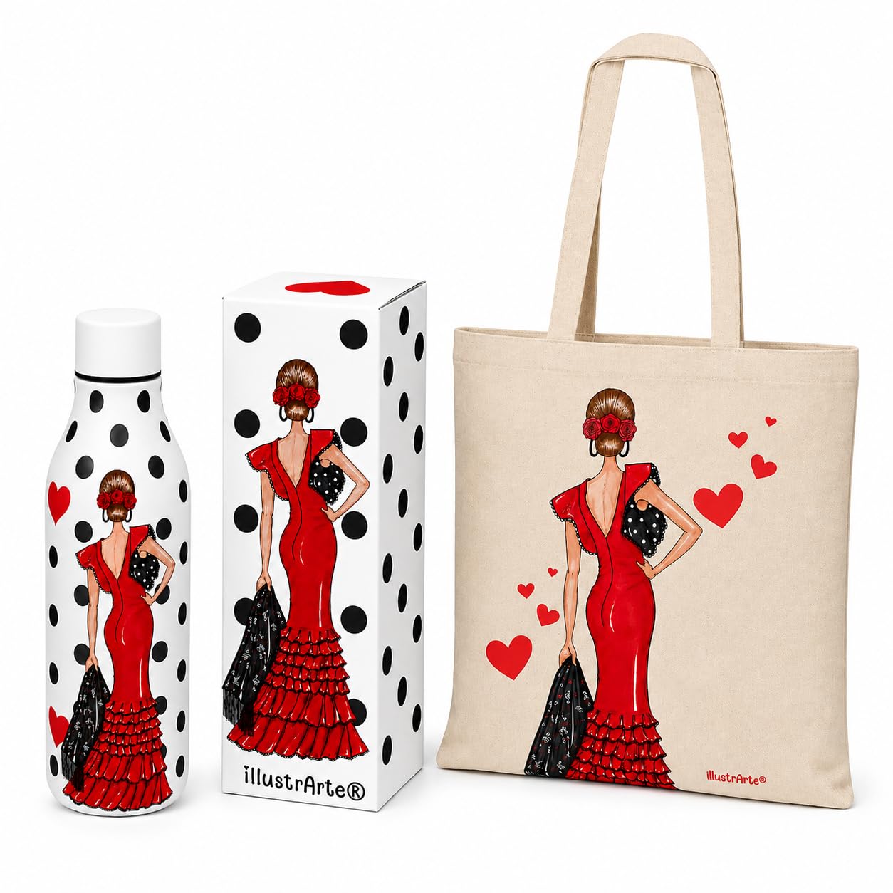 illustrArte Pack Botella Térmica + Bolsa Tote Cádiz Flamenca