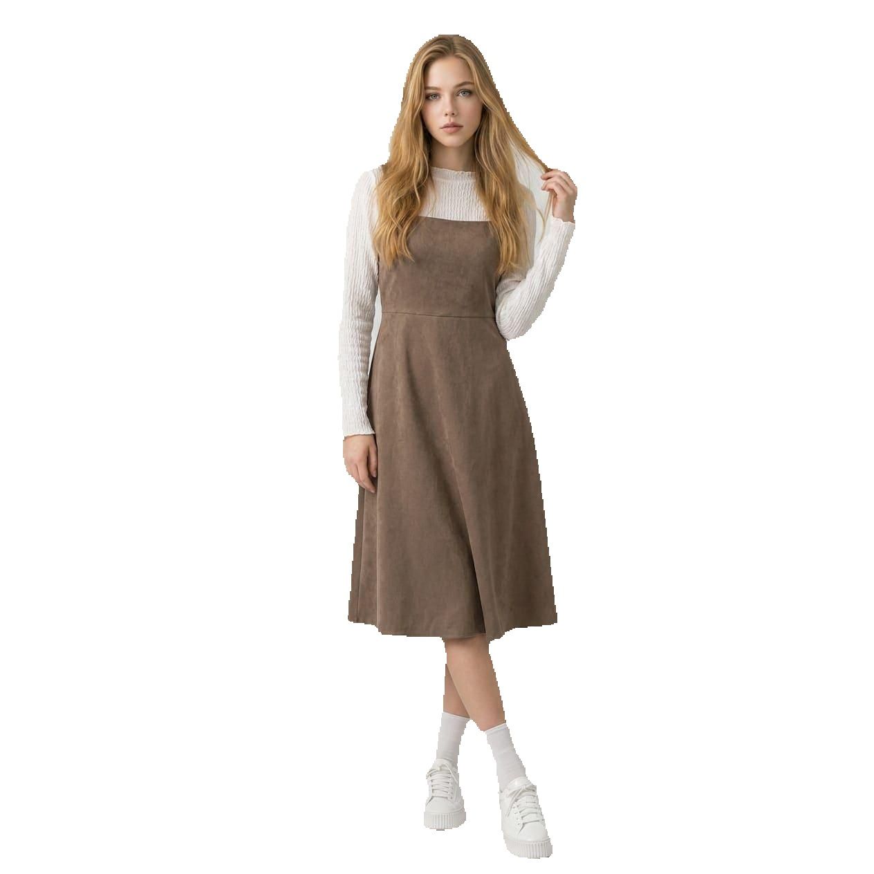 Vestido fluido de algodón 100% Marca BanBat para mujer con escote cuadrado favorecedor y falda con vuelo, ideal para verano y vacaciones- REF: D356