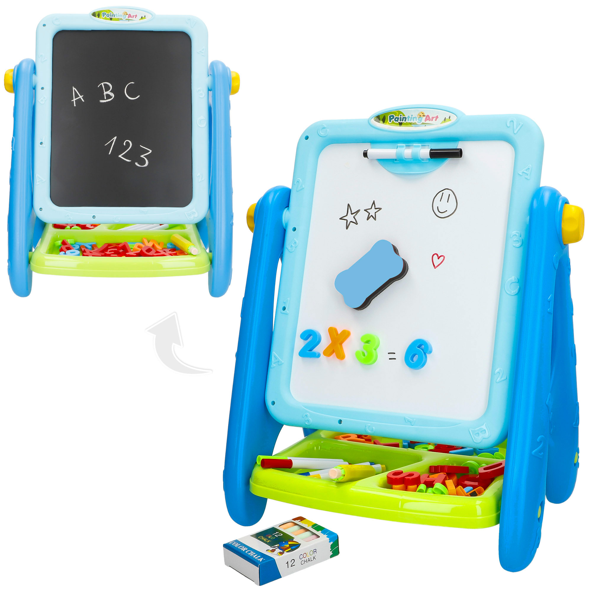 COLORBABY - Pizarra magnética infantil 2 en 1, tizas, rotuladores, letras y números, portatizas y borrador, regalo niña 3 años, pizarras infantiles, juguetes educativos, juegos para aprender los números, aprender las letras