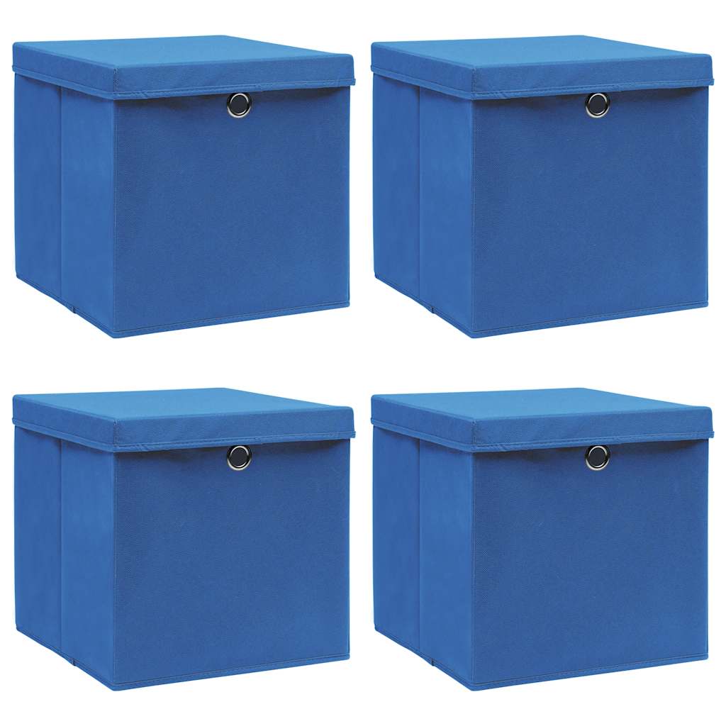 vidaXL Cajas de almacenaje con tapas 4 uds tela 32x32x32 cm Multicolor