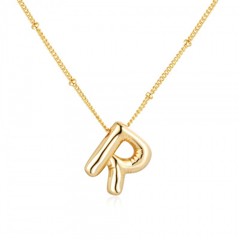 Collar de letras gruesas para mujer, collar elegante, colgante de letra delicado, chapado en oro de 14 quilates