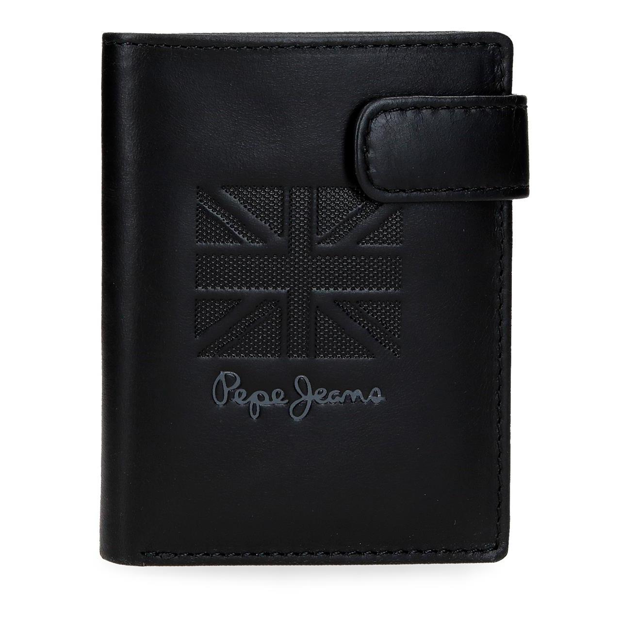 Billetero Hombre Pepe Jeans Denver de Piel Natural con Compartimentos para Tarjetas y DNI, Cierre Seguro