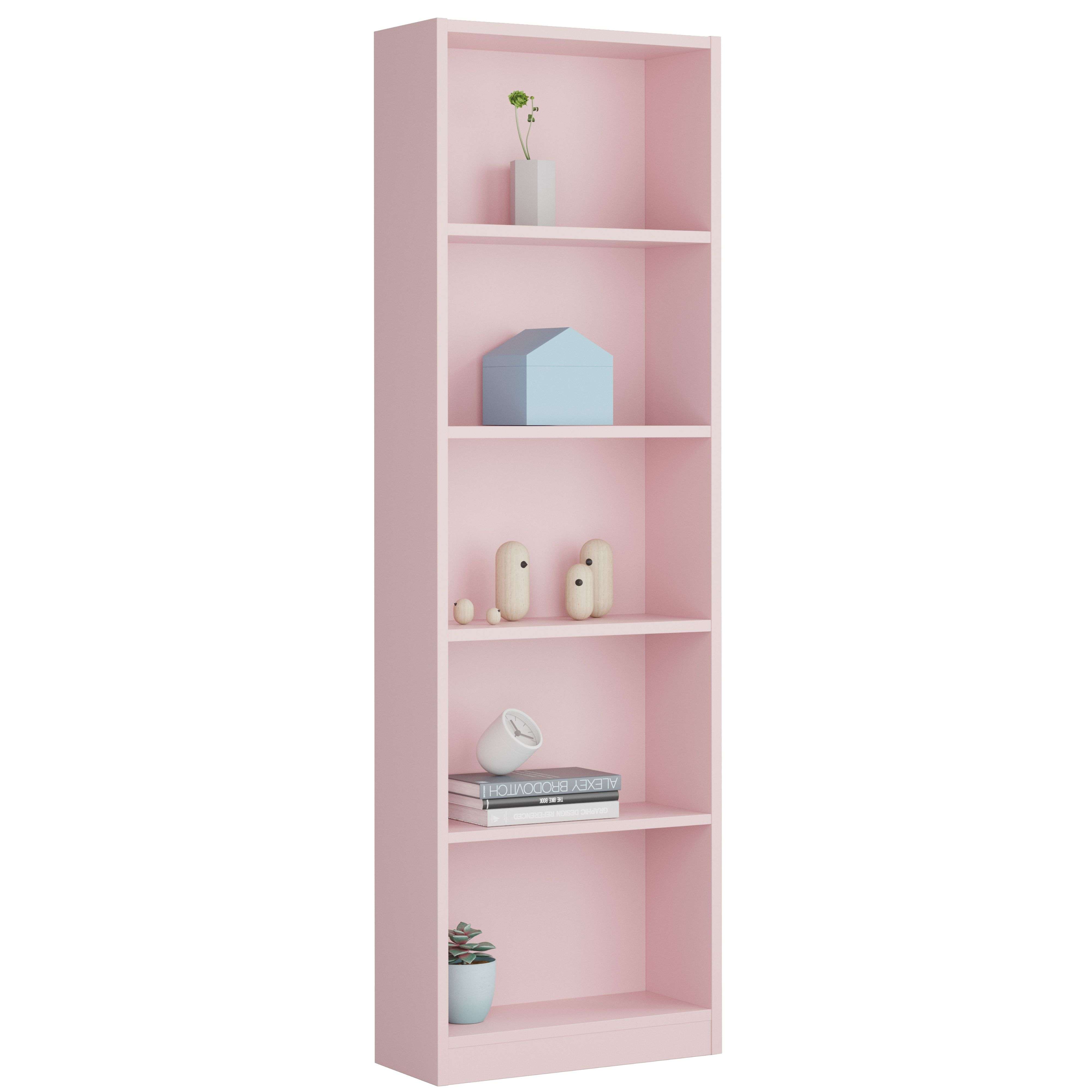 Miroytengo Estantería y Librería Juvenil Dormitorio Infantil I-Joy Melamina Color Rosa, Verde o Blanco 52x180x25 cm