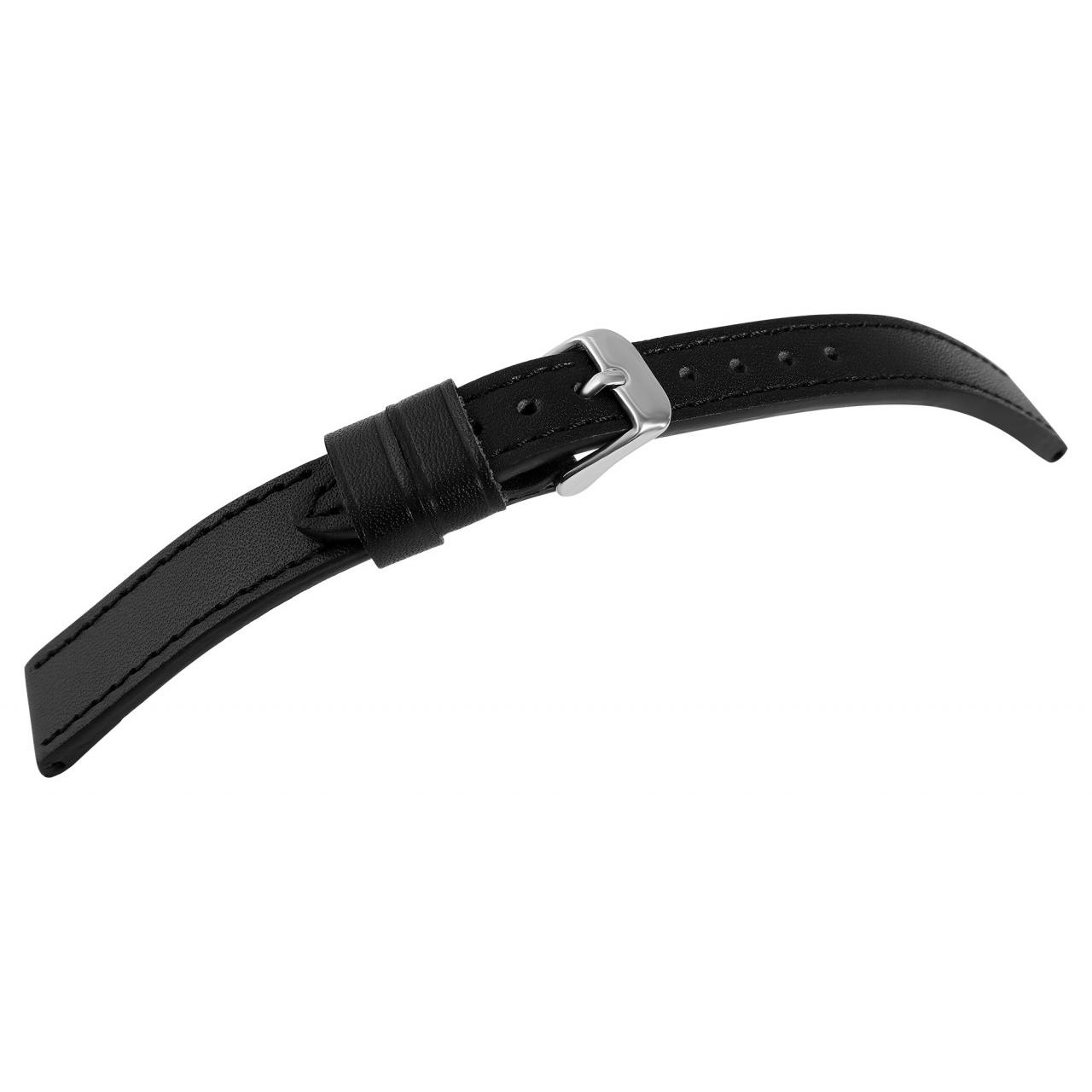 Mestre Artesão® Bracelete de Reloj em Couro Genuíno Muito Macia Preta 14mm - 0448