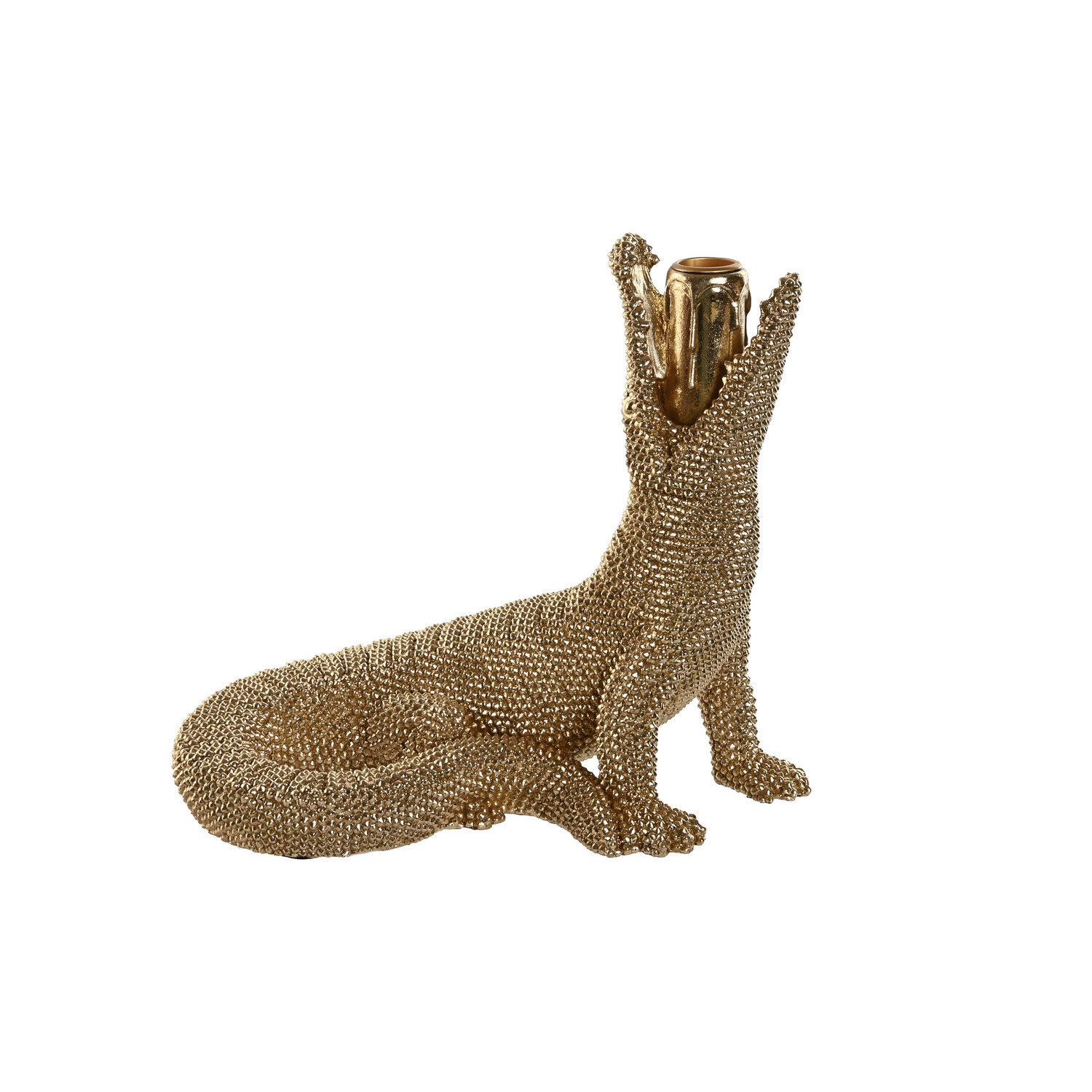 Figura resina 26,5x18x23,5 cocodrilo dorado , El mejor complemento para tu hogar.