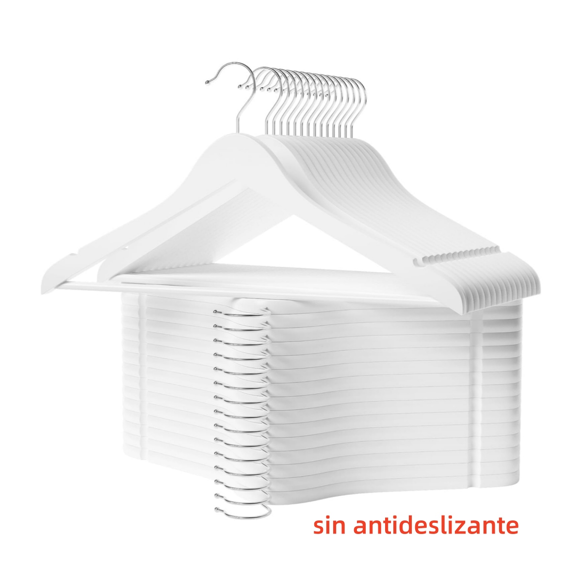 ZYLX SHOPPING - Perchas de Madera con Gancho Metálico Giratorio – Pack 12 / 24 / 48 / 96 Perchas Resistentes para Ropa
