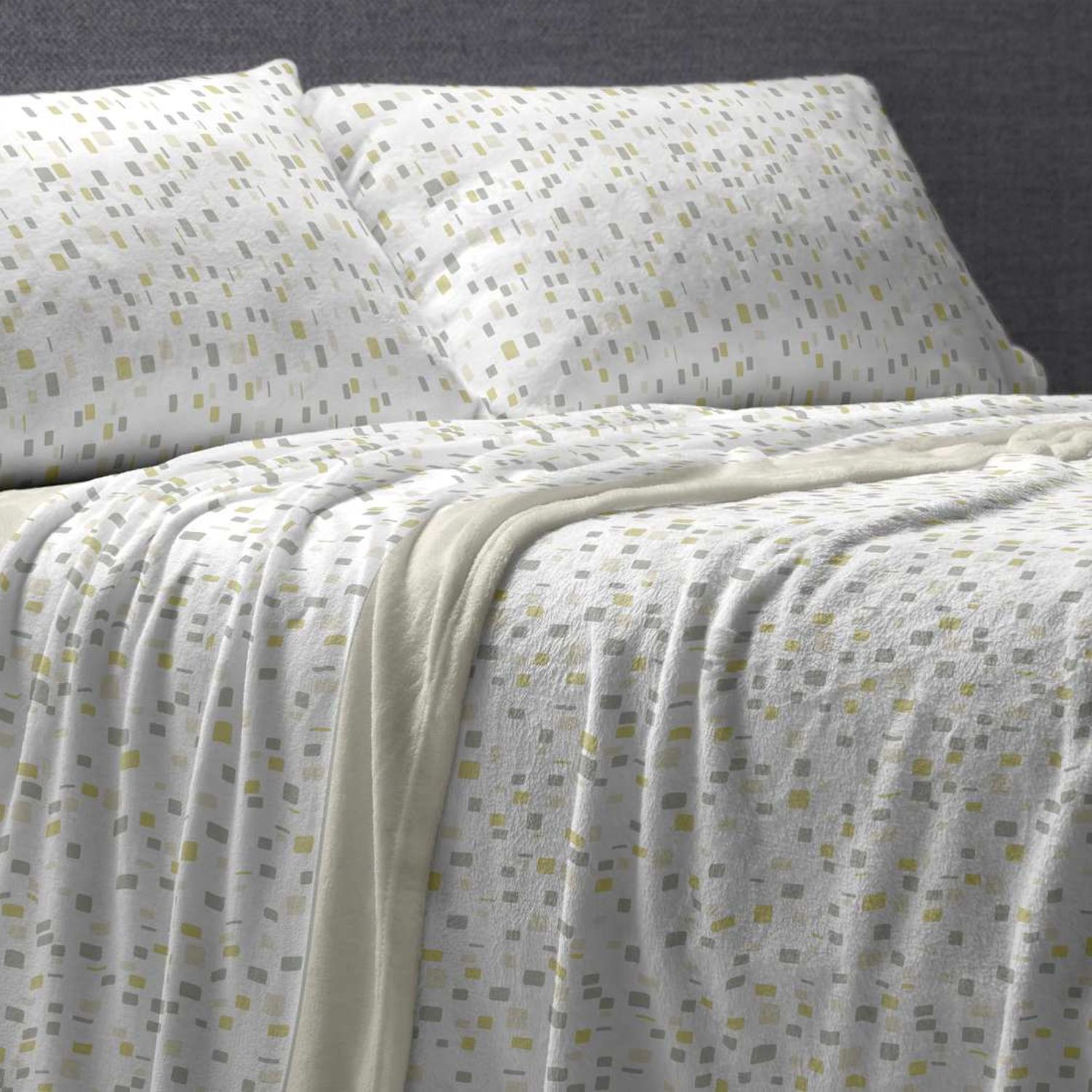 Juego Sábanas BURRITO BLANCO Tejido Coralina Diseño Cuadros Cielo - Tacto Suave, Cálido y Ligero - Cama 90-150cm