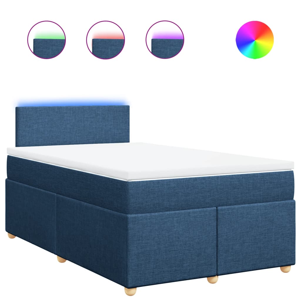 vidaXL Cama box spring con colchón tela azul 120x190 cm