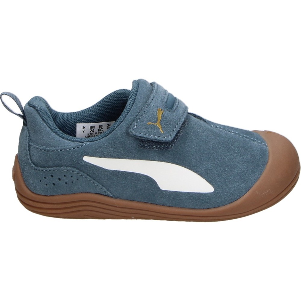 PUMA | Zapatillas Barefoot Puma Kitten Premium Infantiles – Deportiva Respetuosa Azul Jeans – Sneakers con Adhesivo – Flexibles y Ligeros – Puntera Reforzada – Modelo 403807-07