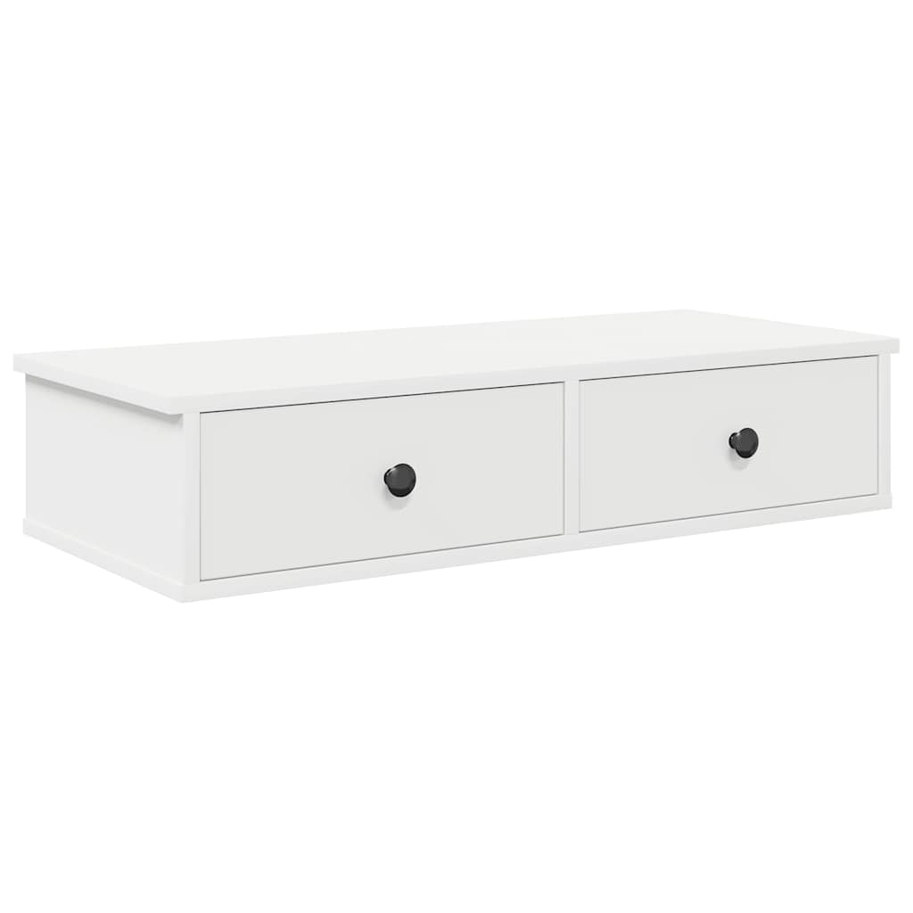 vidaXL Estante de pared con cajones de madera contrachapada blanco