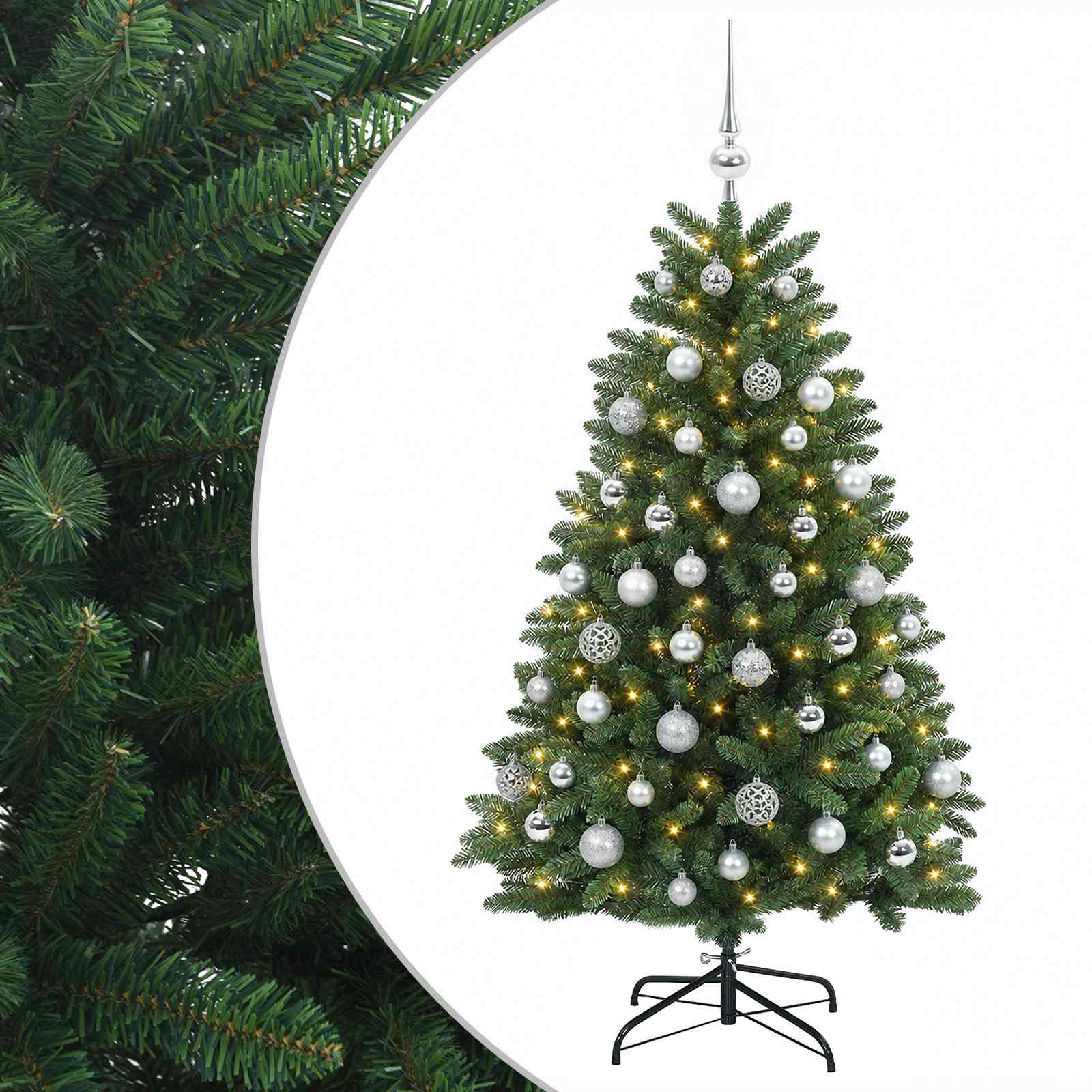 vidaXL Árbol de Navidad artificial verde medio con bolas 150 cm