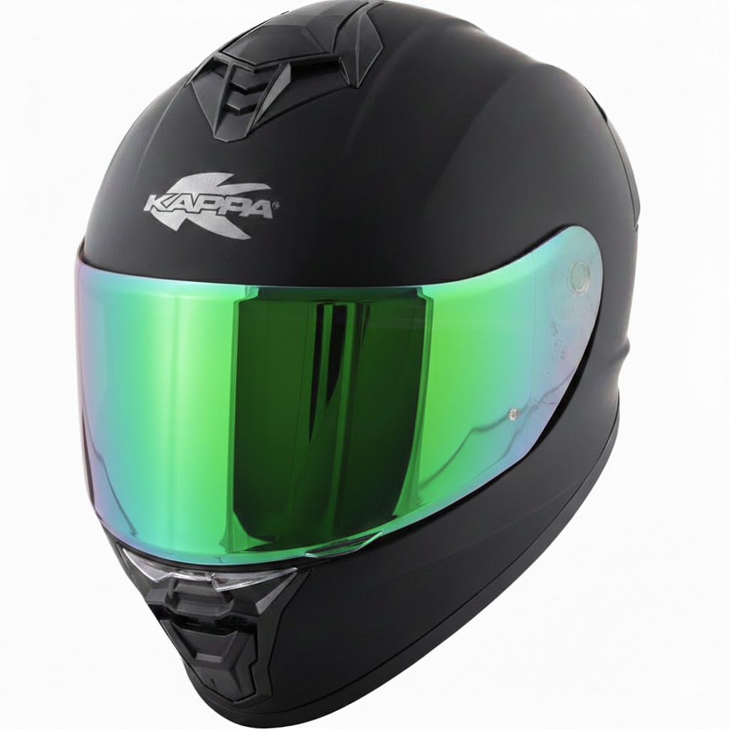 Casco Integral Kappa KV51 Negro Mate 22.06 + Pantalla Decorada