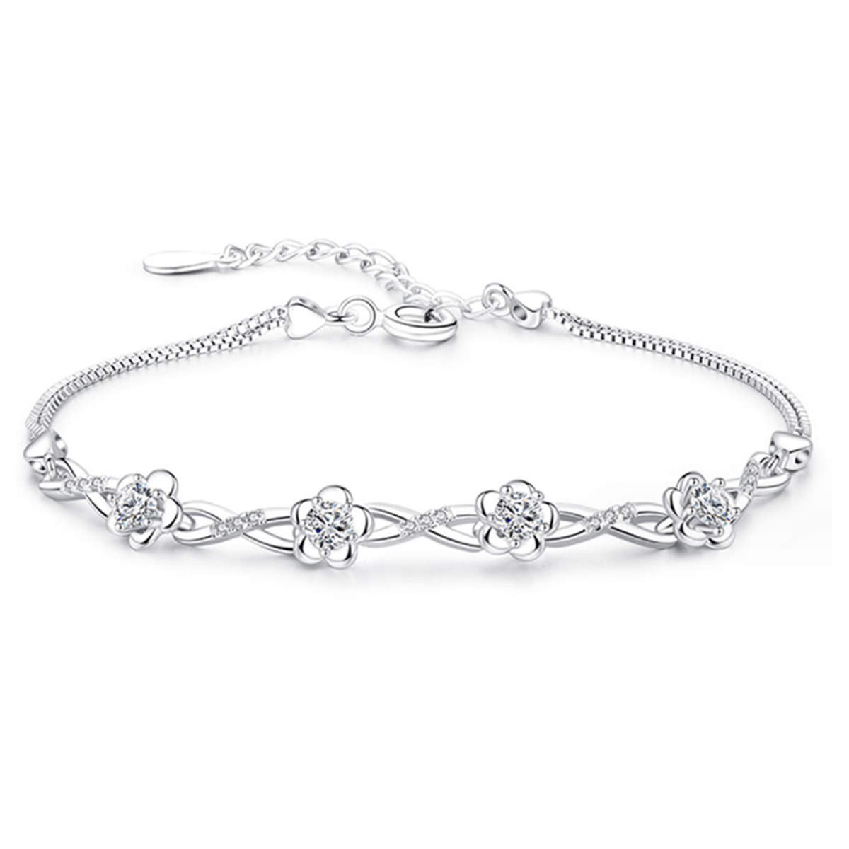 Pulseras de Plata Moradas de Plata para Mujer, pulsera de Esabones ajustables, Joyería de Navidad