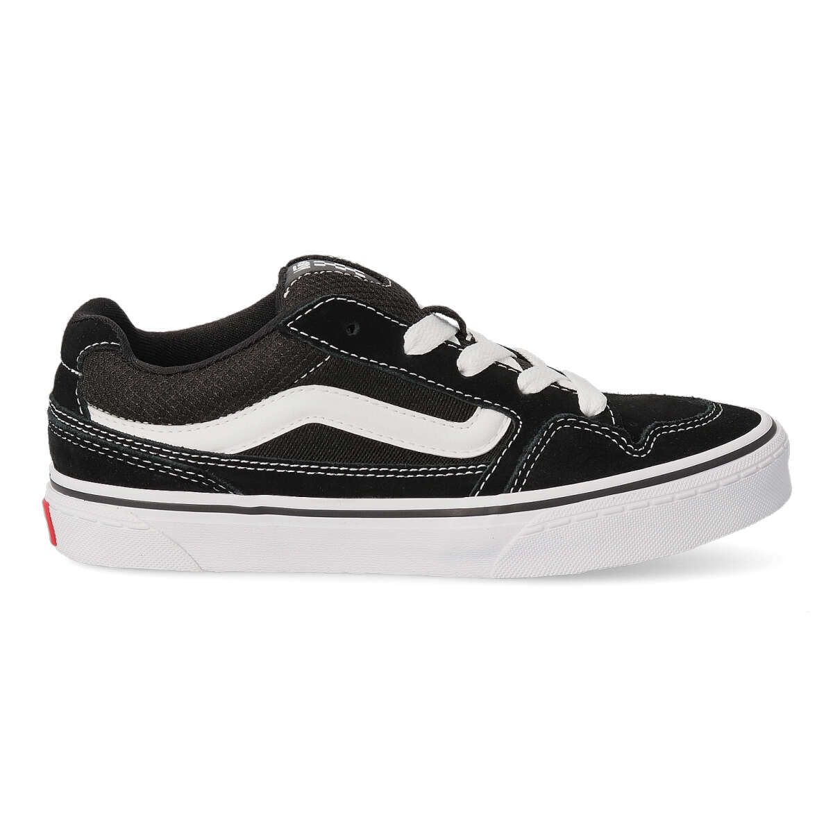 Vans Zapatilla Deportiva Urbana Caldrone - Cómodos y Acolchados - Piel y Textil - Suela de Goma Waffle - Negro-blanco