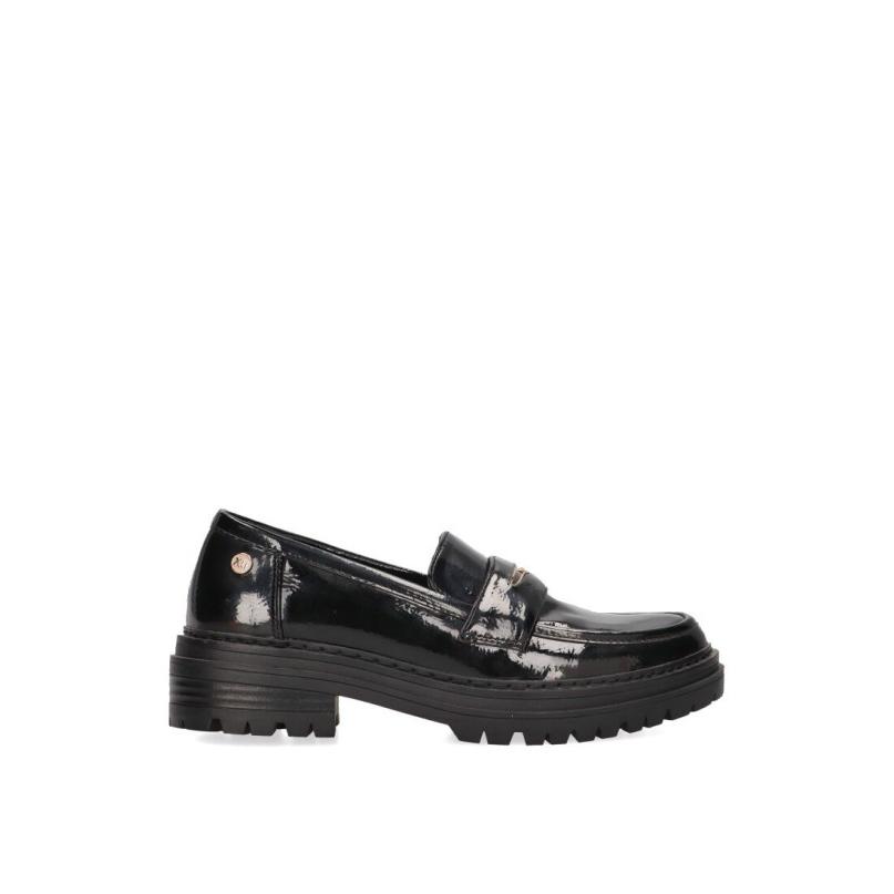Nautico Kiova Mocasin Xti - Mujer - Suela Plana - Modelo 142001 - Color Negro