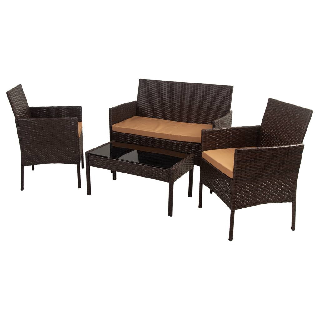 Wonderlust Deco - Set mesa, sofá y 2 sillones color marrón Marrón (sillones56/sofa109)x54x86,mesa:86x41x39