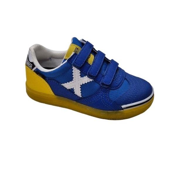 Munich - Zapatillas deportivas para niños con cierre de velcro modelo 1514438, color azul, cómodas y resistentes para uso diario en colegio y actividades al aire libre