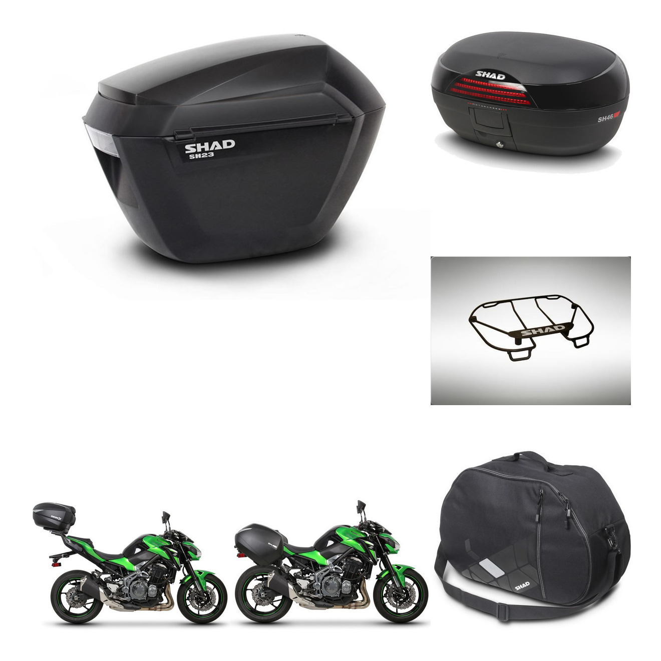 Baul Trasero + Maletas Laterales + Accesorios + Herraje 3P + Herraje Montaje Sh23 Sh46 Sh 46 New Model KIT-265817