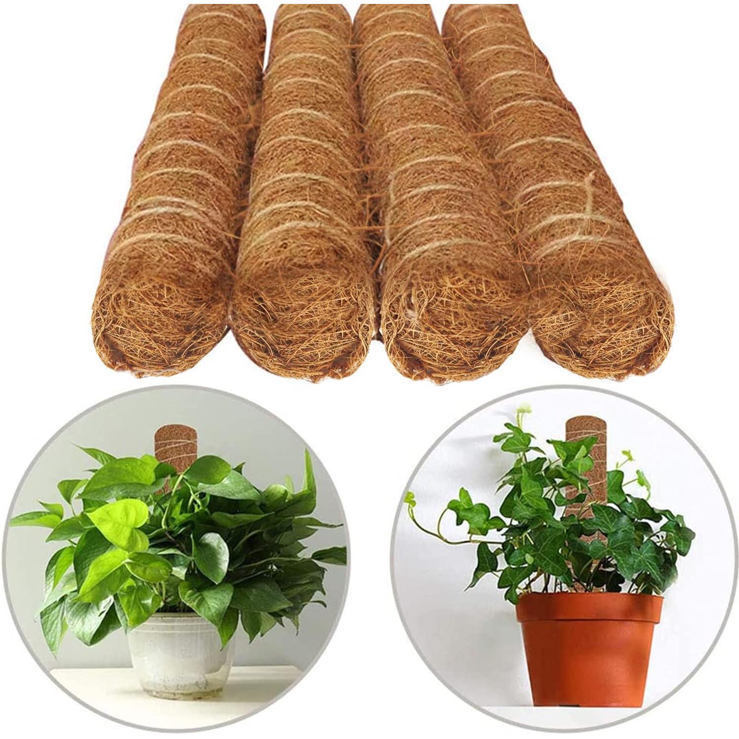 Plantawa Tutores de Fibra de Coco, Tótem de Fibra de Coco Ø 42 mm, Soporte de Plantas Trepadoras, Palo de Musgo de Coco, Palo para Enredaderas (1 Unidad de 60 cm)