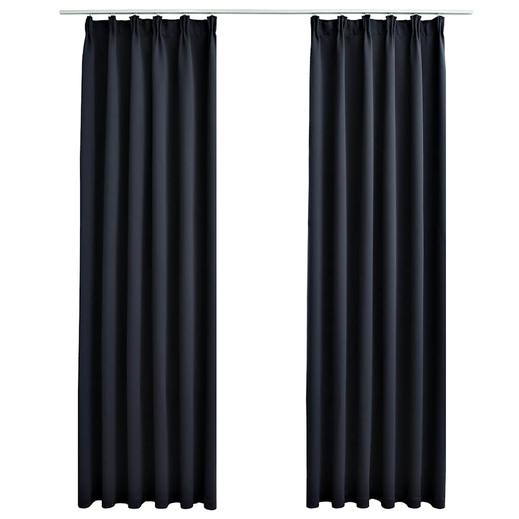 vidaXL Cortinas opacas con ganchos 2 unidades gris antracita 140x175cm