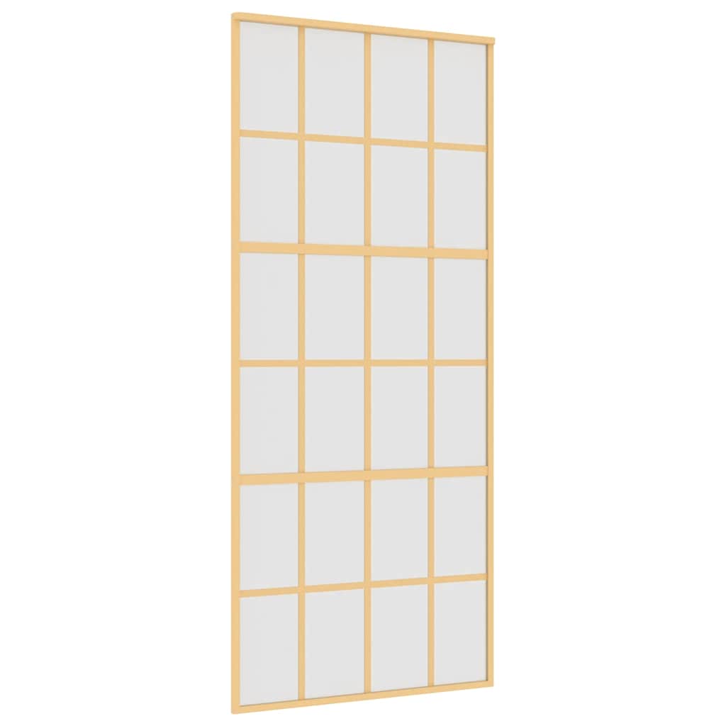 vidaXL Puerta corredera dorada vidrio ESG esmerilado aluminio 90x205cm