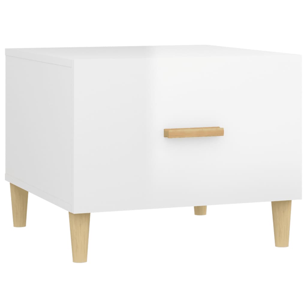 vidaXL Mesa de centro madera contrachapada brillo blanco 50x50x40 cm
