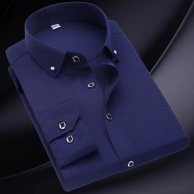 TK Camisa Blanca De Verano Para Hombres Corte Slim Fit Estilo Coreano Casual Con Tres Botones Camisas De Manga Larga Para Oficina