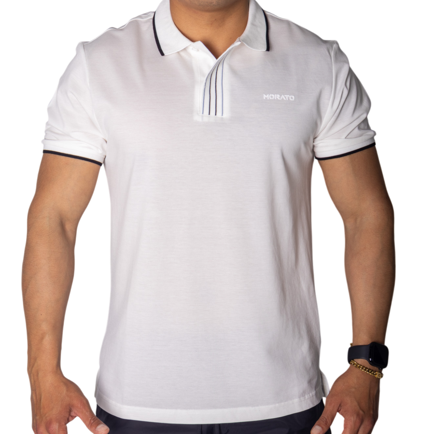 Polo Antony Morato de Piqué Algodon Blanco con Lineas Hombre Moderno, Ropa casual 100% Algodón