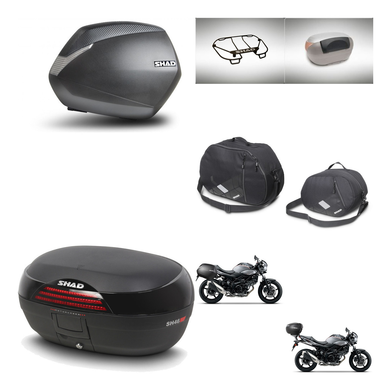 Baul Trasero + Maletas Laterales + Accesorios + Herraje 3P + Herraje Montaje Sh36 Sh 36 Sh46 Sh 46 New Model KIT-266571