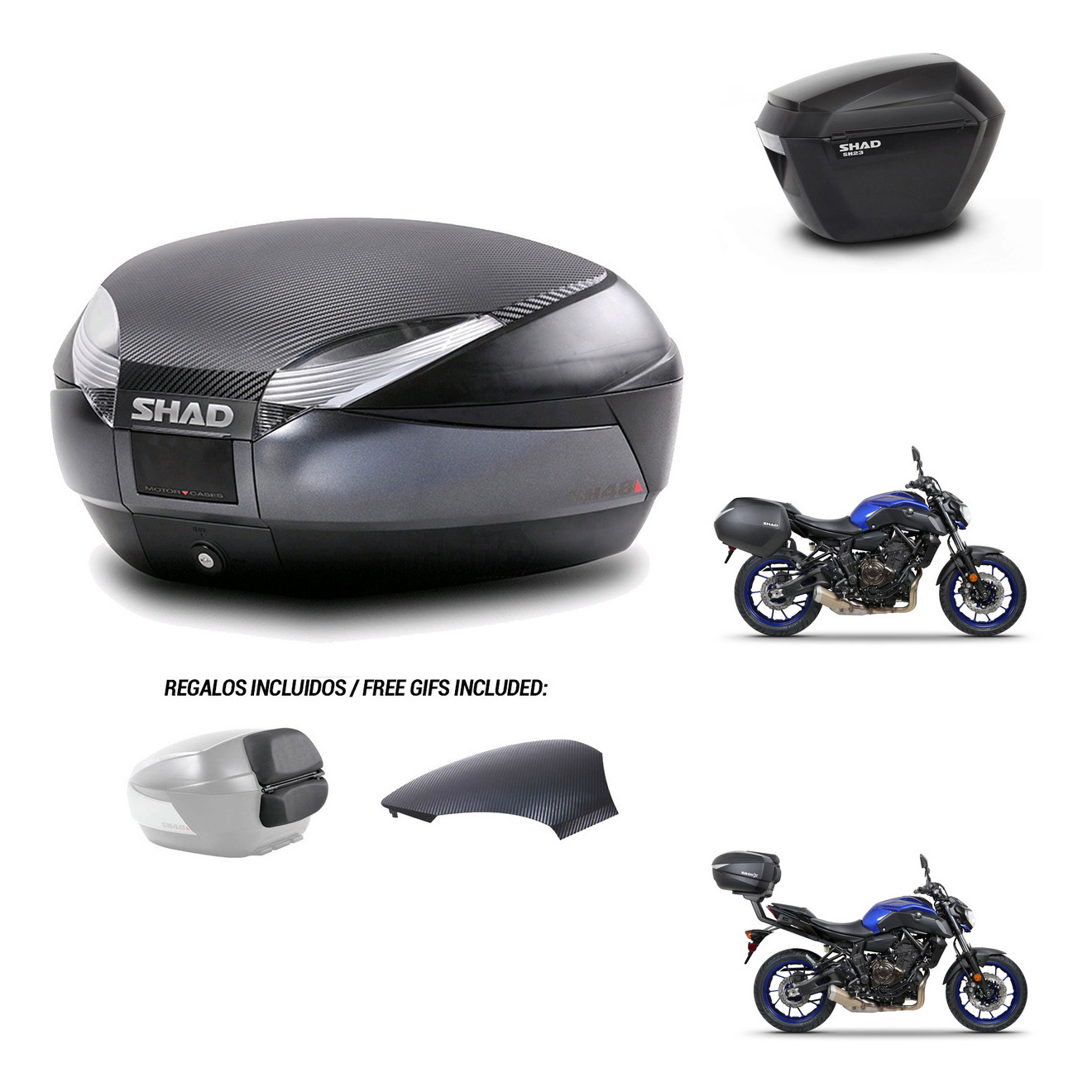 Maletas Laterales + Baul Trasero + Herraje 3P + Herraje Montaje Sh48 Sh23 KIT-257951