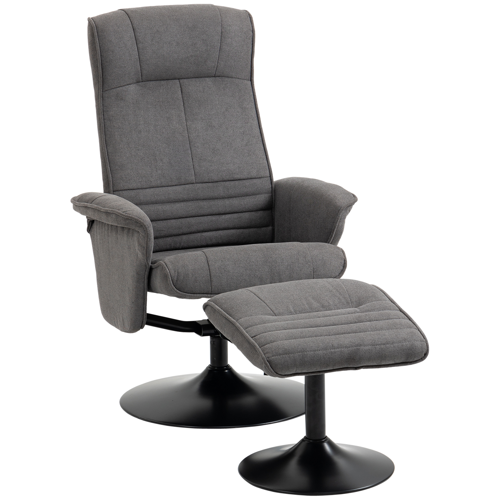 HOMCOM Sillón de relax con taburete Sillón de TV giratorio con función reclinable, TV-SEssel hasta 150 kg de carga, sillón reclinable para sala de estar, dormitorio, terciopelo, gris oscuro