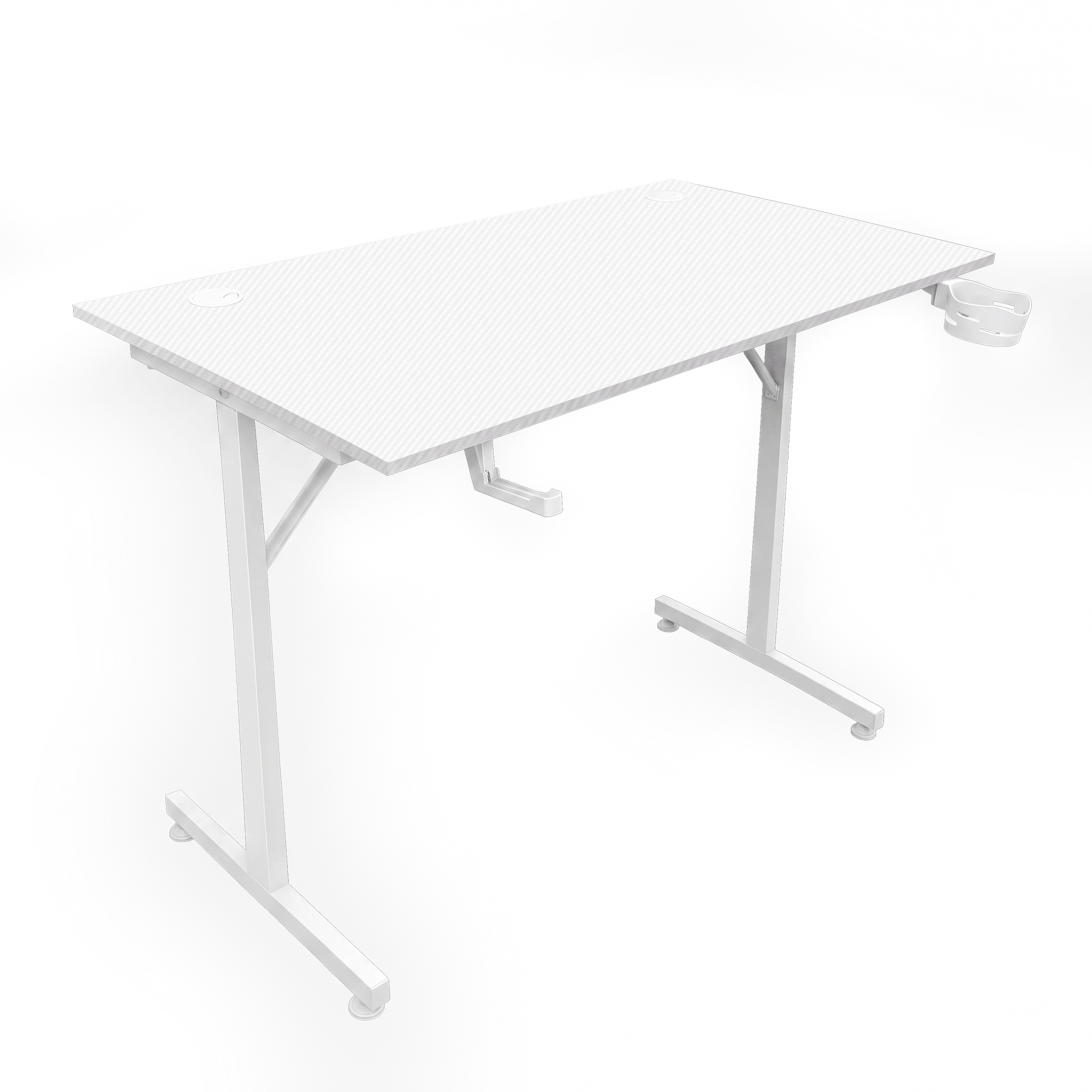 Mars Gaming MGD-X100, Mesa Gaming Compacta 100x60x75cm, Tablero Fibra de Carbono, Estructura Acero, Pasacables, Soporte Auriculares y  Posavasos, Hasta 100kg de peso,  Mesa Ordenador Negra o Blanca