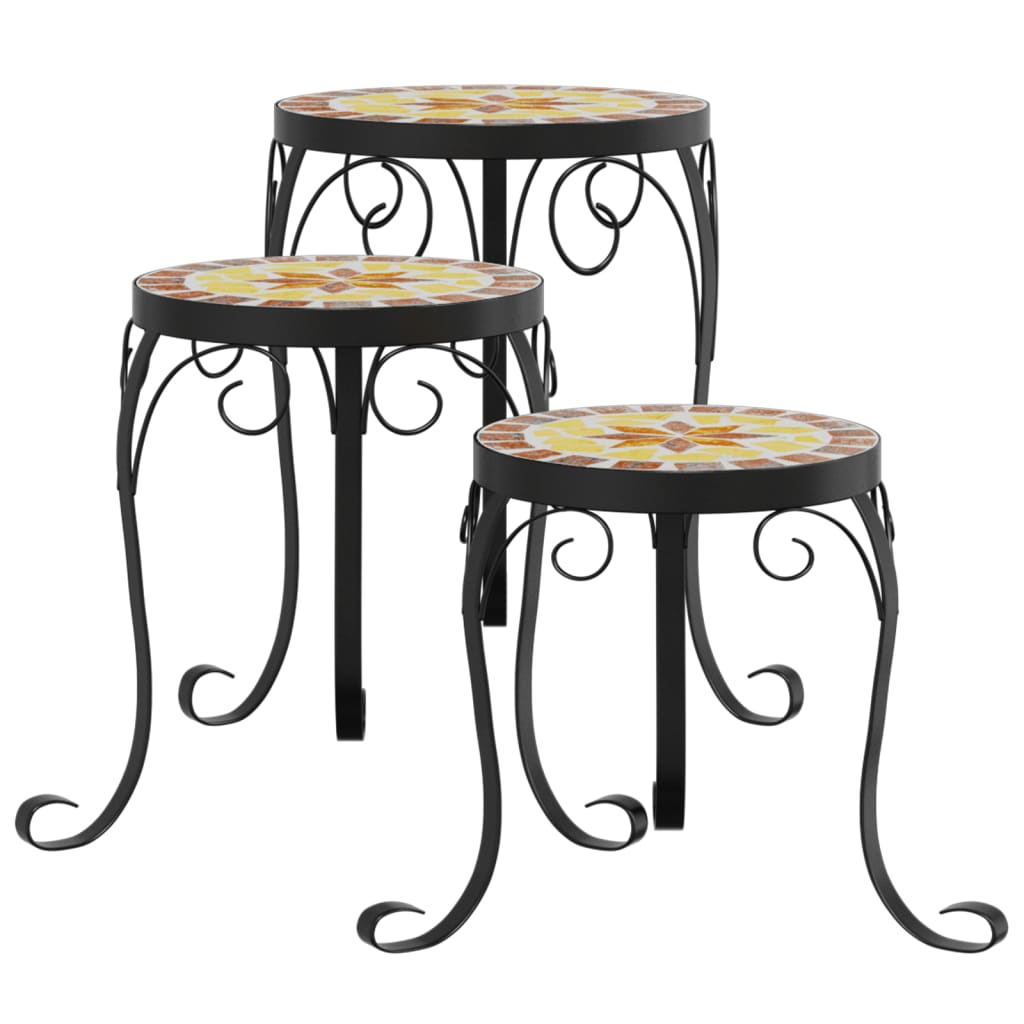 vidaXL Soportes para plantas 3 uds cerámica mesa para plantas Color Azul,  Negro,  Terracota y mas