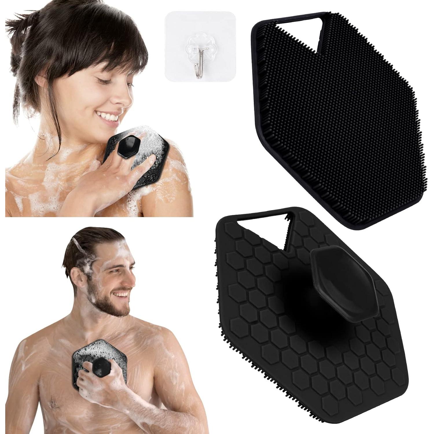 2pcs Cepillo Corporal Silicona, Cepillo Exfoliante Corporal para Limpieza Profunda y Masaje Intensivo, Cepillo Facial SúPer Suave, Cepillo Ducha de FáCil de Sujetar y Colgar, HigiéNico y Duradero