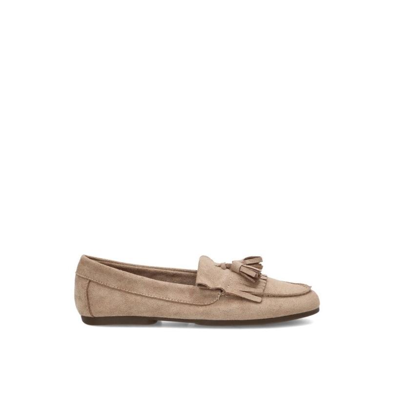 Mocasin Yulia - Mujer - Suela Plana - Modelo Ber5760 - Color Beige